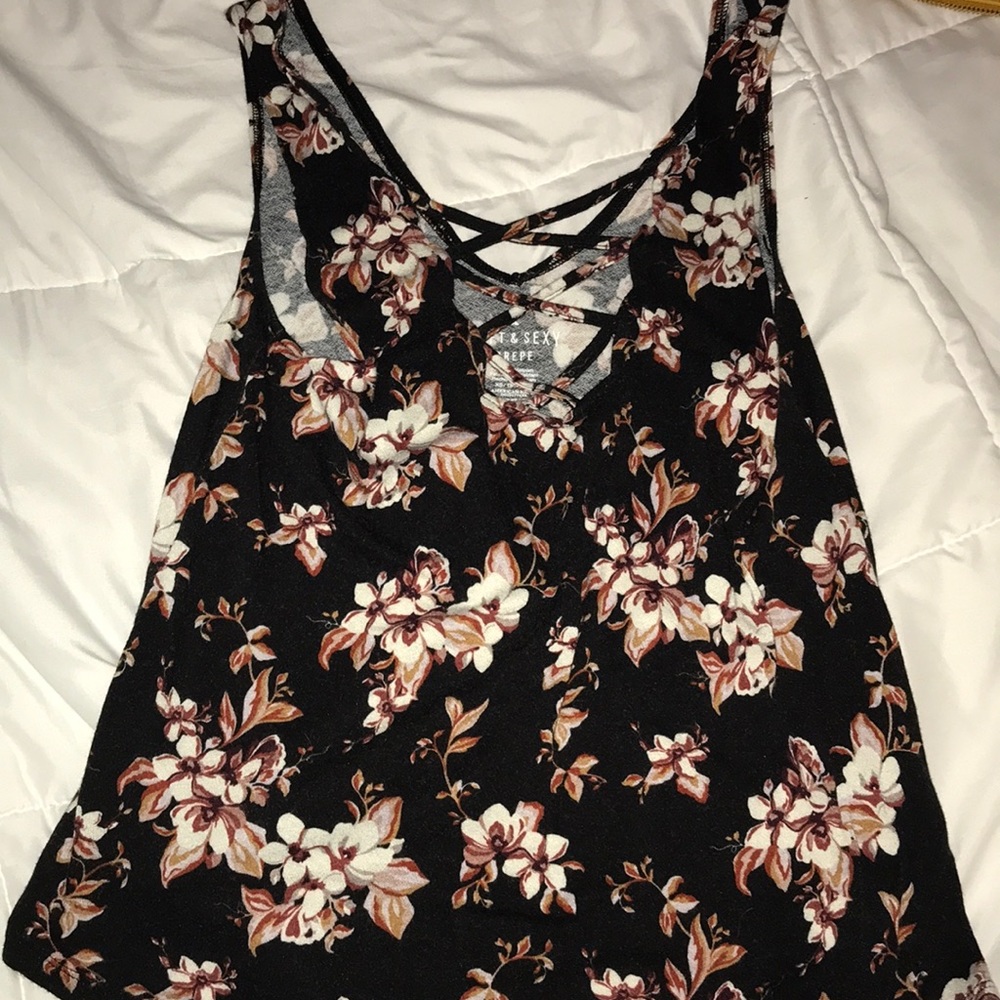 black floral aeo soft&sexy tank top
